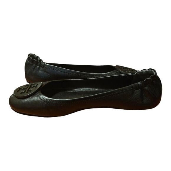 TORY BURCH Minnie Travel Ballet Flats Black Leather - Size 9 1/2 - Picture 3 of 10